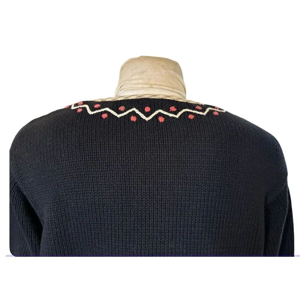Orvis Cardigan Sz. L Appliqué Flowers & Elephants Vintage Chunky Ramie - Picture 8 of 12